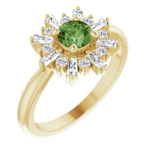 14K Yellow Mexican Fire Opal & 3/8 CTW Diamond Ring